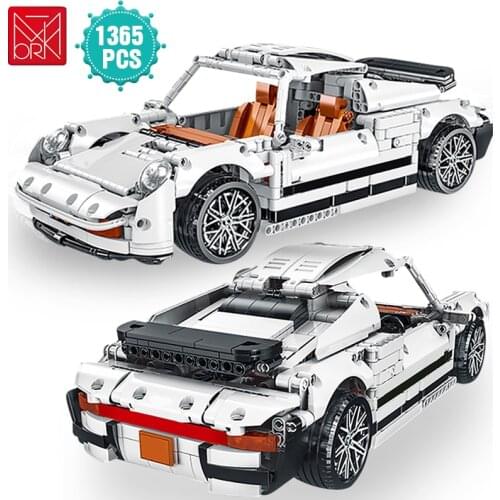 Technical Creator Expert Retro Famous Car Building Blocks White Racing Vehicle Model Bricks DIY Toys Birthday Gift For Children