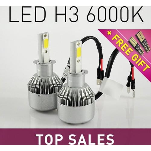 2pcs C6 H3 6000K LED CAR COB HEADLIGHTS 36W/3800Lm car LED lights bulbs 12V GLOWTEC + FREE GIFT