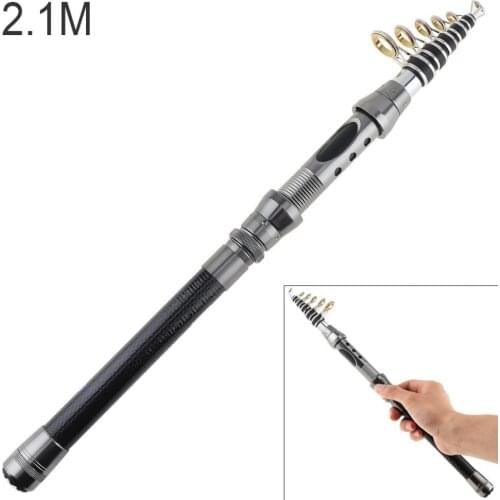 2.1m Carbon Fiber Telescopic Fishing Rod Short Sea Rods 9 Section Ultra Light Travel Spinning Pole Fishing Rods