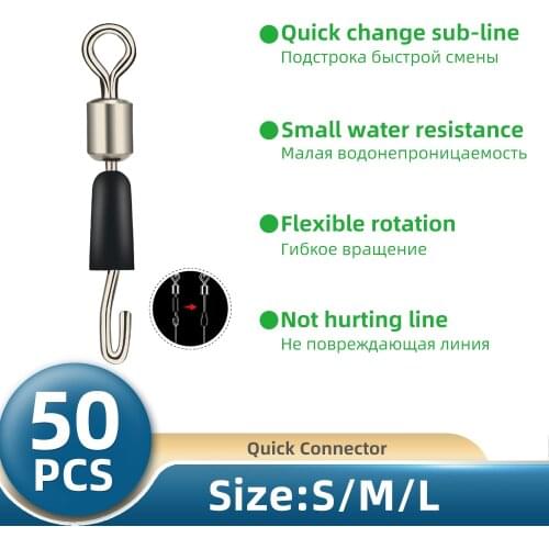 TIANNSII 50pcs/lot Ball Bearing Swivel Solid Rings Fishing Connector Ocean Boat Fishing Hooks Quick Fast Link Connector