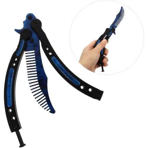 Metal Stainless Steel Practice Training Butterfly Comb Barber Training Cutter Folding Cutter For Outdoor Camping Dull Tool