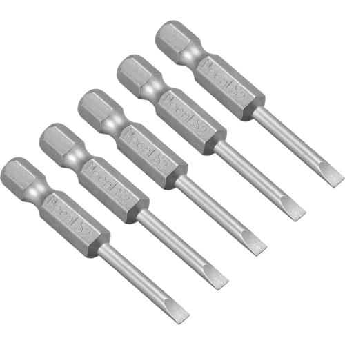 Uxcell 5 Pcs 3mm Slotted Tip Magnetic Flat Head Screwdriver Bits, 1/4 Inch Hex Shank 2-inch Length S2 Power Tool