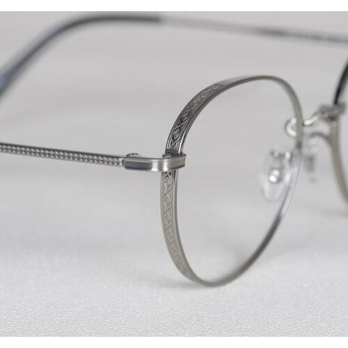 Vintage Retro Round Optical Myopia Eyeglass Frame Original Quality Embossed Titanium Carved Handcraft Limited Edition Women Man