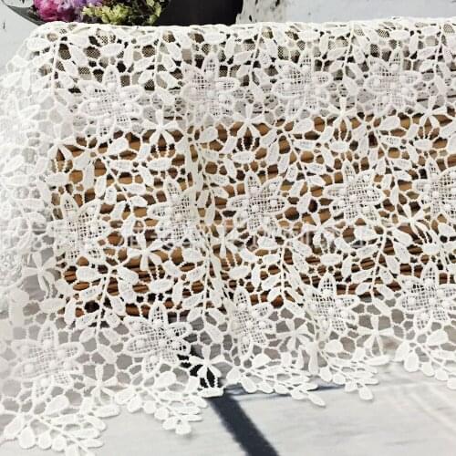 2y 2018 High Quality African Lace Fabric White Flower Embroidery Cord Lace Guipure Lace Fabrics For Women Nigerian Wedding Dress
