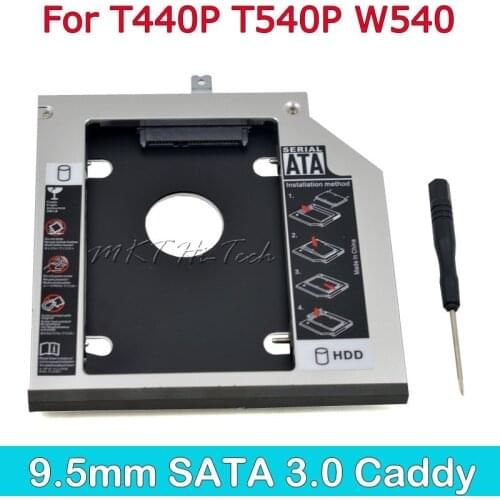 High Quality Second HDD Caddy 9.5MM SATA to SATA for 2.5" SSD Hard Disk Case for Lenovo ThinkPad T440P T540P W540 Optical Bay