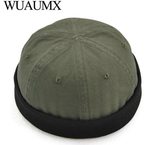 Wuaumx Brand Landlord Hats For Men Women Cotton Skullies Beanie Melon Hat Trend Retro Eaves flange Hip Hop Cap Unisex Wholesale