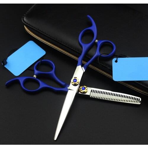 Professional japan 6 inch blue hair scissors set salon hair cutting barber makas haircut thinning shears hairdressing scissors