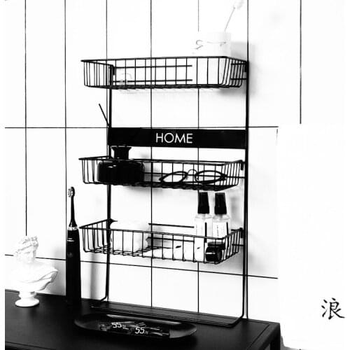 Iron Home Shelf Bathroom Countertop Storage Free Punch Toilet Storage Rack