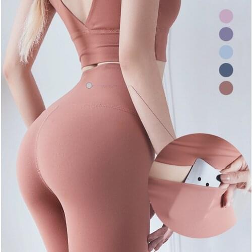 High Waist Women Pocket Yoga Leggings Sports Pants Gym Fitness leggings Solid Color Fitness Leggings Running Pants Black Leggins