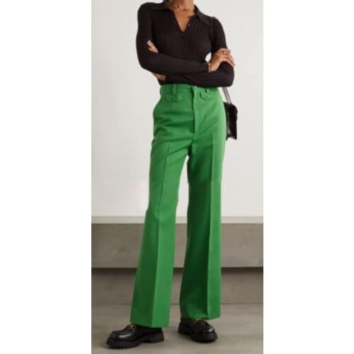 1.19 HIGH END QUALITY Spring New High Waist Solid Color Temperament Comfortable Straight Pants Women Fashion Casual Trousers