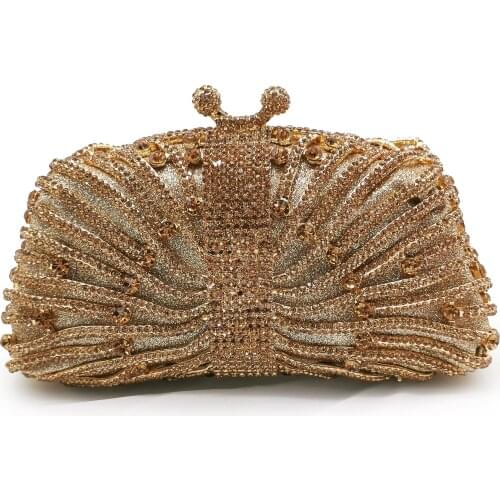 Female Gold Evening Clutch Bags Blue Crystal Women’s Handbags Fashion Ladies Party Dinner Purse Female Diamond Wedding Clutches
