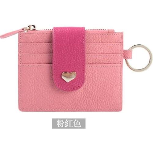Genuine leather cow skin women mini heart card holder