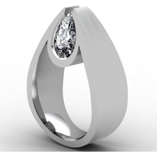 Milangirl Delicate Teardrop AAA Cubic Zirconia Rings for Women Charms Big Water Drop Shaped CZ Wedding Rings Statement Jewelry