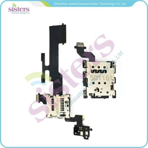 1set(2pcs) Wholesale SD Card Reader Contact Flex Cable Ribbon with SIM card Holder flex cable for HTC One M8 Free shipping