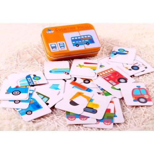1 Set Match Game Kids Early Educational Montessori Toys Puzzle Card Cartoon Cognitive Learning Pocket Flash Card Baby Game Toys