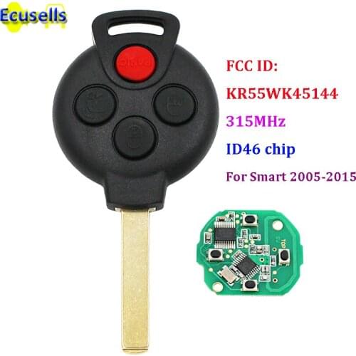 1pc or 5pcs/lot Remote key 315MHz 3+1 Button ID46 chip for Mercedes-Benz Smart Fortwo 2005-2015 FCC 267T-5WK45144 KR55WK45144