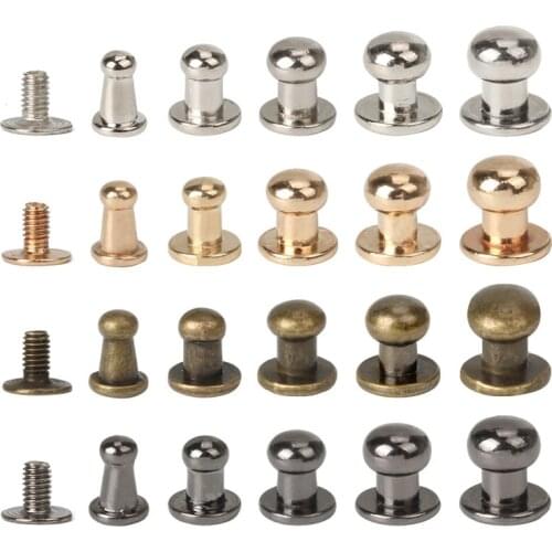 10 Pack 5 colours Zinc alloy Round Nipple Head Button Stud Screws 4I5I6I7I8I10mm Screws Nail Rivet for DIY Leather Craft H-101