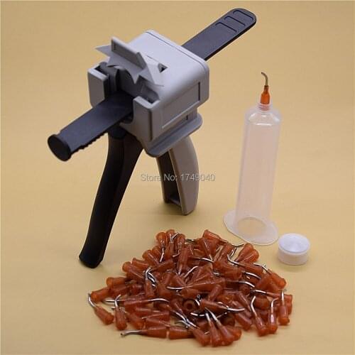 100pcs 15G Bent Tapered Dispensing Needle Tips w/ 30cc Glue Dispenser Syringes Barrel 30ml UV Glues Caulking Gun Manual Glue Gun