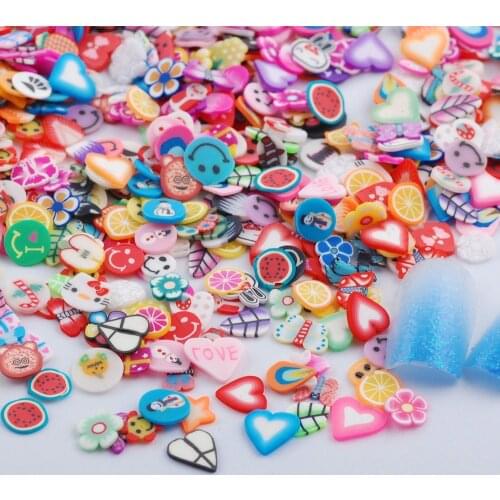 1000pcs 3D Fruit/Animal/Flowers/Smiley Pattern Nail Art Polymer Clay Slices Flakes Nails Manicure Tips Decoration Tools