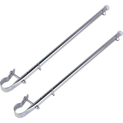 2-Pack Stainless Steel Boat Yacht Marine Flag Pole Rail Mount Boat Pulpit Staff (7/8" - 1")