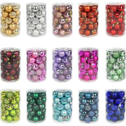 34pcs/set Glitter Christmas Tree Ball Baubles Colorful Hanging Ball Ornaments Xmas Party Home New Year Navidad Decor Supplies