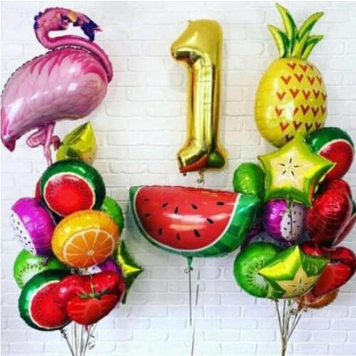 4pcs18 Inch fruit aluminum foil balloon peach watermelon kiwi strawberry orange pineapple summer party decoration supplies