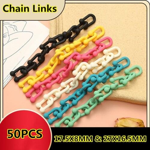 50PCS Colorful Acrylic U-Shape Open Ring Beads Connector link Chain For Necklace Bracelet Making Colorful Chain Jewelry Making