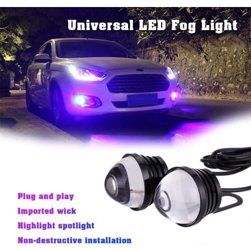 Car Led Lens Fog Light Eye Refit Fish Fog Lamp Hawk Eagle Eye + Daytime Running Lights 12v Automobile