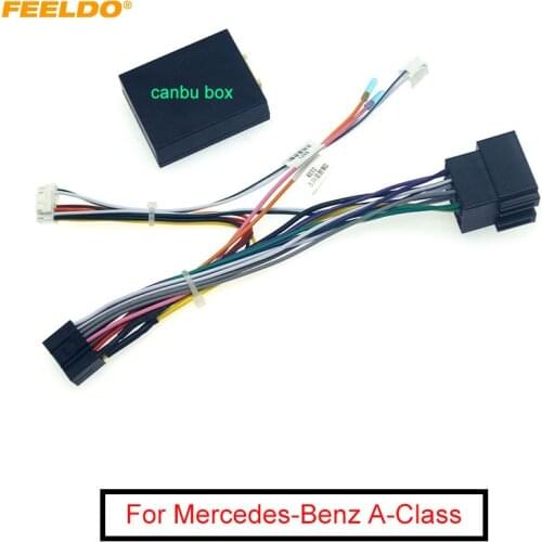 FEELDO Car 16pin Audio Wiring Harness With Canbus Box For Mercedes-Benz A-Class Aftermarket Stereo Installation Wire Adapter