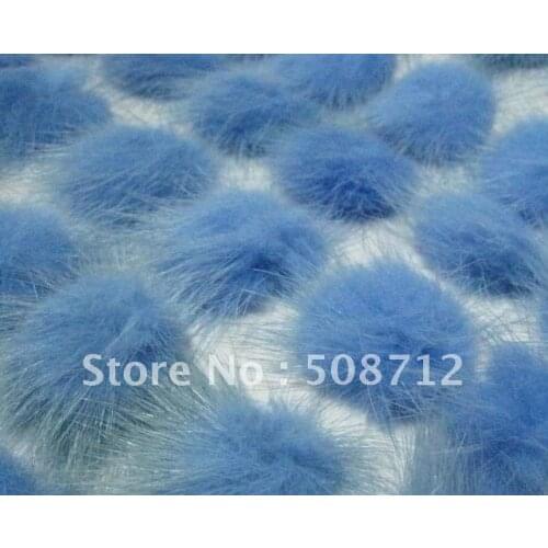 Free shipping!!!! mink fur ball embellishment sew trim for DIY craft hair accessory 30mm Blue