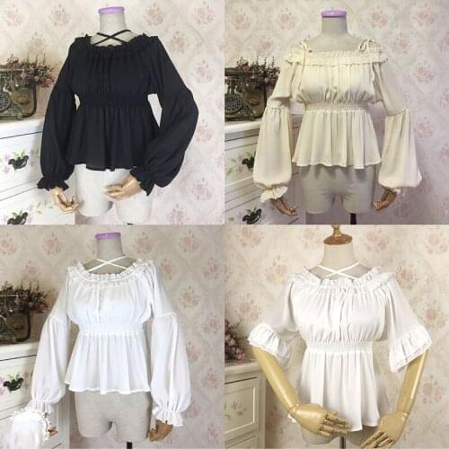 Lolita Blouse Kawaii Off Shoulder Chiffon Bottoming Shirt Party Cosplay Costumes Sweet Lolita Girls Vestido Gothic Lolita SL2930
