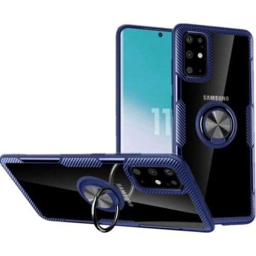 Case For Samsung Galaxy S21 FE S20 Plus A71 Ring Kickstand Silicone Shockproof Transparent Cover For Samsung Note 20 S21 Ultra