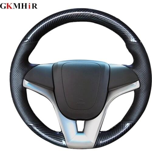GKMHiR Black Carbon Fiber Leather Car Steering Wheel Cover for Chevrolet Cruze 2009-2014 Aveo Orlando Holden Cruze Ravon R4