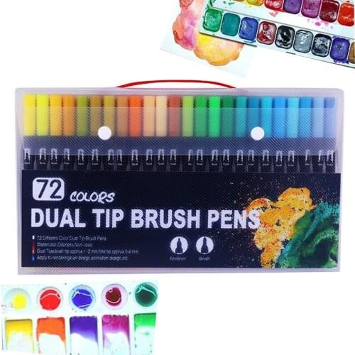 Double-headed Tip Watercolor Pen Brush Dual Tip Fineliner Drawing Office For School Markers Supplies Set Artist Sketch