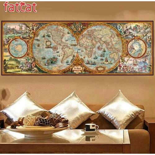 FATCAT world map large size 5D Diy Daimond Painting scenery Full Square Round Drill Rhinestone Embroidery Sale home decor AE1797