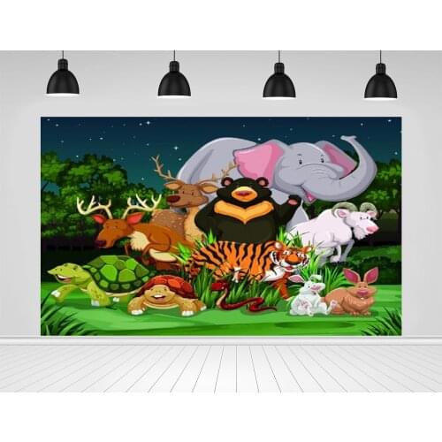 Scopiso Photography Background Cartoon Animals Gather in the Vinyl Room Decoration Photographic Backdrop Photo Studio Props