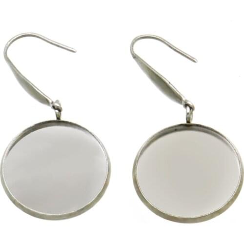 Stainless Steel Clip Hook Earrings Bases Round Smooth Bezel Resin Cabochons Blanks Wire Ear Clip Earrings Settings DIY Findings