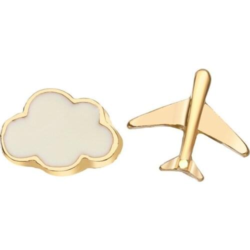 Creative Cloud Airplane Small Stud Earrings for Women Statement Ear Jewelry Gifts