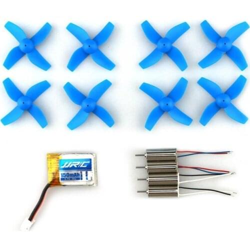 JJRC H36 Mini RC Quadcopters Spare Parts 1 x 3.7v 150mAh Lipo Battery and 4 x Motors and 8 x Propellers (Blue)