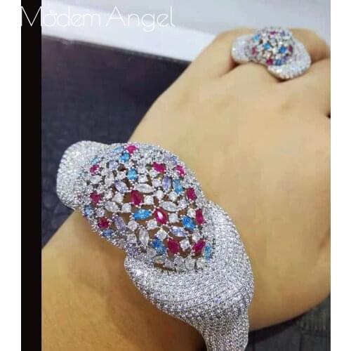 ModemAngel Fashion Dubai Bridal Jewelry Sets Luxury Gold Bangle Ring Sets For Women Wedding brincos para as mulheres