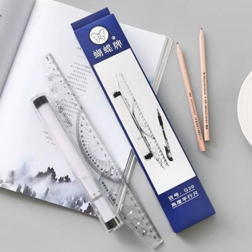 Fashion and r12 angle parallel foot 30cm charting wheel balancer multi-purpose Painting Fresh scroll pan Ruler