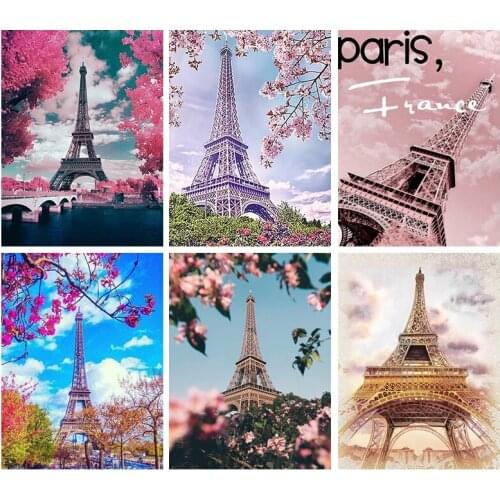 5D DIY Diamond Painting Paris Tower Kit Full Drill Square Diamond Embroidery Mosaic Landscape Pictures Of Rhinestones Home Decor