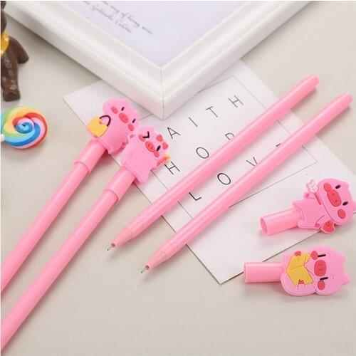 20 PCs Creative Stationery Pink Pig Gel Pens Set Student Cartoon Pink Girls Heart Series School Kawaii Stationery Wholesale