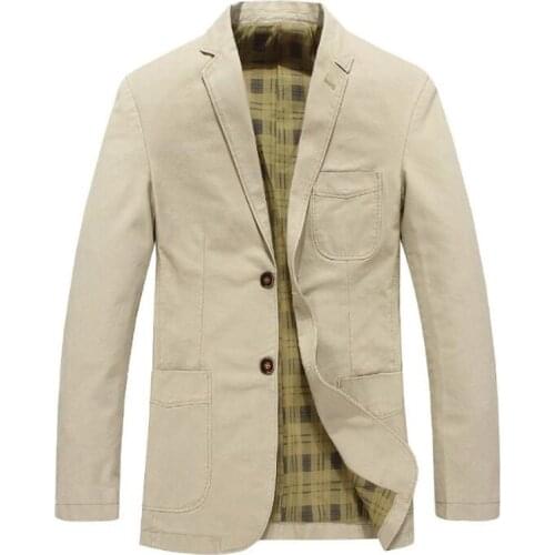 New Mens Causal Business Blazer Man Single-breasted Cotton Slim Suit Jacket male suit Plus Size 4XL SHIERXI