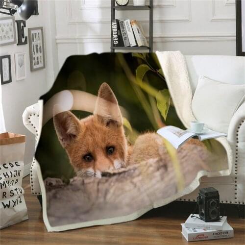 Blanket for Bed Fox Eyes Sherpa Blanket Leaf Floral Bedding Painting Art Plush Blanket 150x200 Mantas