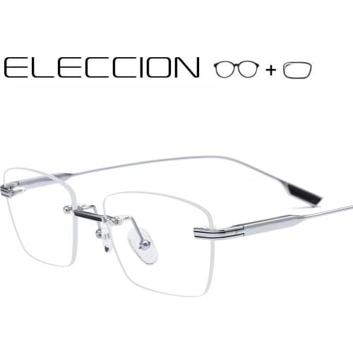 ELECCION NEW Prescription EYEGLASSES Titanium Frame Frameless Myopia Optical Rimless Glasses Men for Sight Progressive 52-20-146