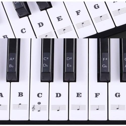 Hot Transparent Piano Keyboard Sticker 54/61 Key Electronic Keyboard Piano Sticker 88 Key Piano Stave Note Sticker for White Key