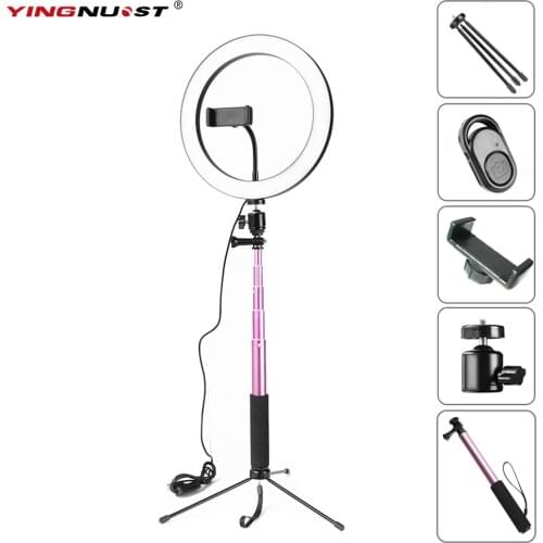 10inch 26CM Dimmable LED Studio Camera Ring Light Photo Phone Video Light Lamp With Tripods Selfie Stick Ring Light Phone Holder