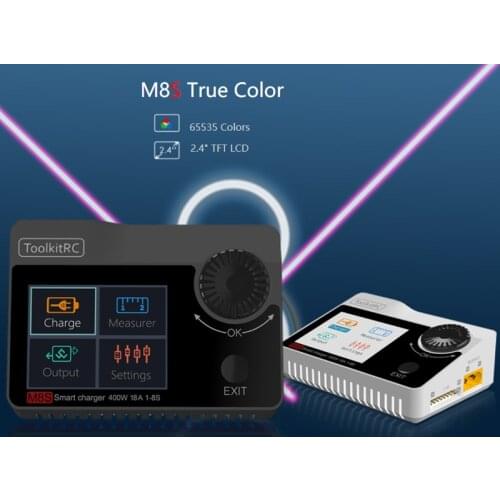 ToolkitRC M8S 400W 18A Color Screen Balance Charger Discharger For 1-8S Lipo LiHV Life Lion NiMh Pb Battery For RC models