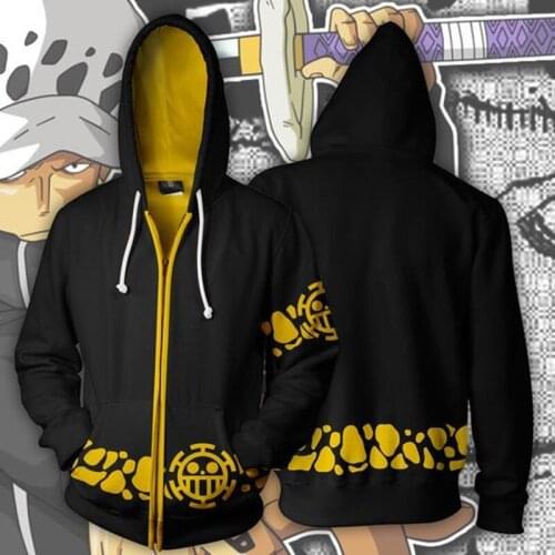Trafalgar Law Cosplay Hip Hop Black Hooded ONE PIECE Sweatshirt costume Hoodie Costume Men Women Clohting Jackets Top